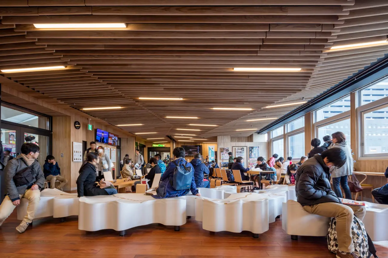 View of the waiting room at Akita Station